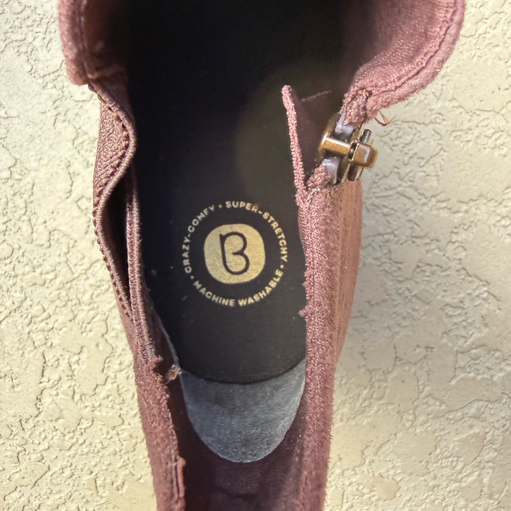 10 Women's Suede Ankle Boots - Plum - Picture 3 of 7